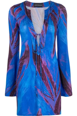 Louisa Ballou Langærmet kaftan/kjole med abstrakt tryk
