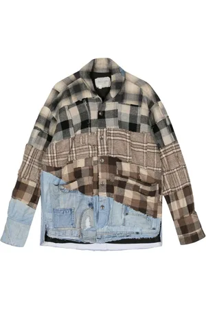GREG LAUREN Patchwork-skjortejakke med ternet mønster