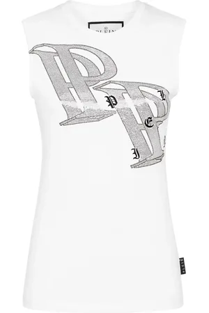 Philipp Plein Tanktop med krystaludsmykning og logo