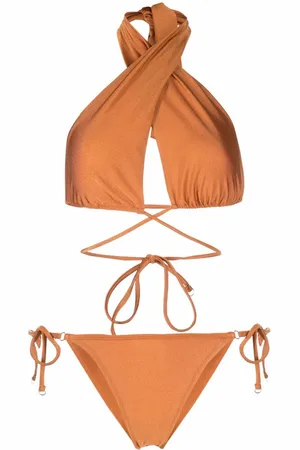 Noire Swimwear Skinnende bikini med trekantet skål