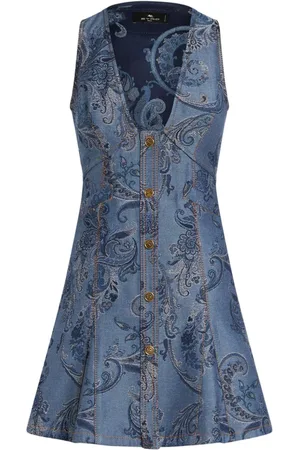 Etro Kort denimkjole i jacquard