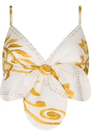 Silvia Tcherassi Cropped Elmi top i hør