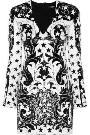 Balmain Mini kjole med pailletter og grafisk mønster