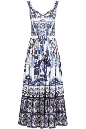 Dolce & Gabbana Lang bustier-kjole med Majolica-tryk