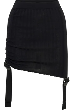 DION LEE Kort ribstrikket nederdel med samledetalje