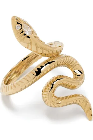 JACQUIE AICHE Teardrop Head Snake diamantring i 18 karat guld