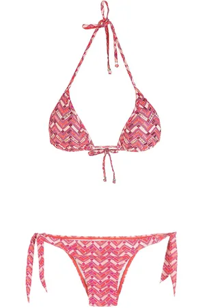 AMIR SLAMA Bikini med chevron-tryk