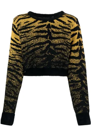 GCDS Cropped trøje i zebra-jacquard med lurex-detalje