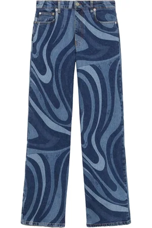 Puccini Jeans med lige ben og Marmo-tryk