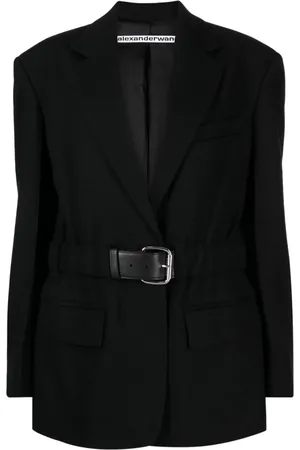 Alexander Wang Blazer i uld og kanvas med bælte