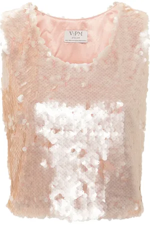 V:PM ATELIER Cropped Citrus top med pailletter