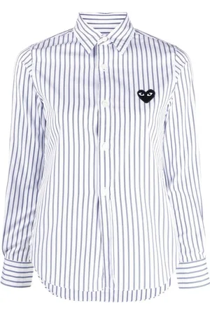 Comme des Garçons Stribet skjorte med hjertelogo