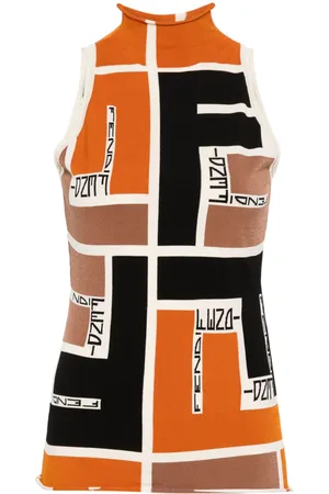 Fendi Top i strik med FF Puzzle-tryk