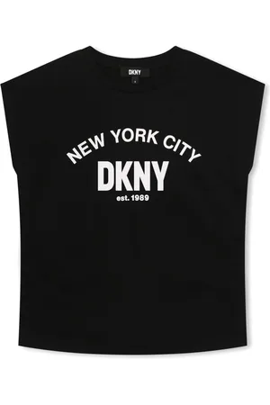 DKNY T-shirt med logotryk og rund hals