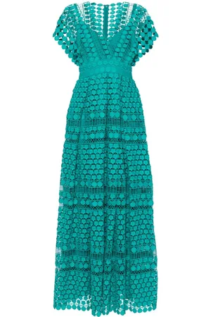 Elie saab Lang kjole i macramé-silke