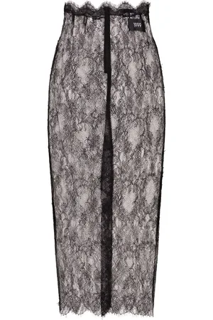 Dolce & Gabbana Halvgennemsigtig midi blondenederdel