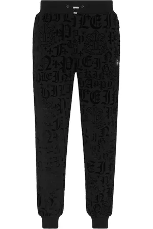 Philipp Plein Joggingbukser med løbesnor i taljen og gotisk tryk