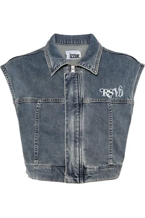 Izzue Cropped denimvest med broderet logo