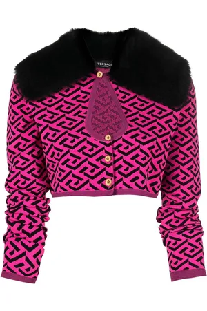 VERSACE Cropped cardigan med broderi