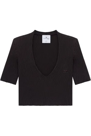 Courrèges Ribstrikket top med V-hals