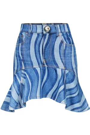 AREA Sunray denimnederdel med flæsekant