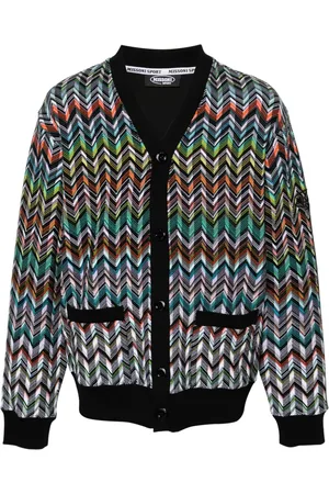 Missoni Cardigan med broderet logo og zigzagmønster