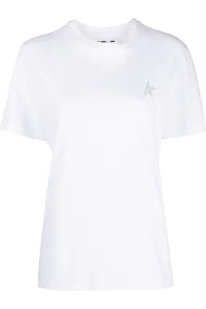 Golden Goose Cropped T-shirt med glimmerlogo