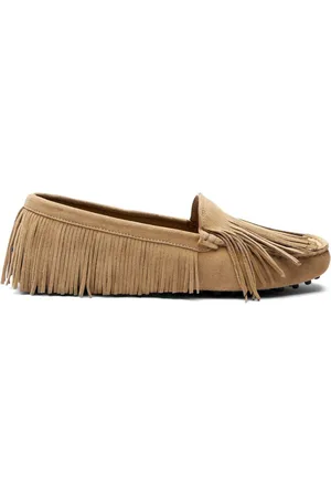 Scarosso Cochise loafers i ruskind med frynse-detalje