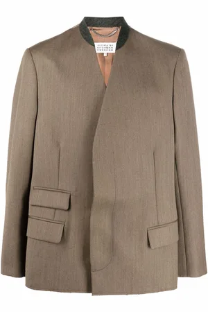 Maison Margiela Uldblazer med opretstående krave og syet logo