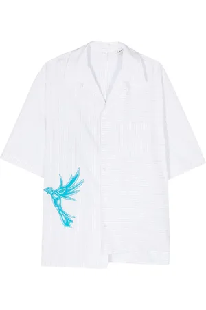 Lanvin Nålestribet skjorte med fugle-applikation