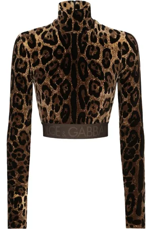 Dolce & Gabbana Leopardmønstret bluse med høj hals
