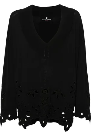 ERMANNO SCERVINO Ribbet trøje med broderie-anglaise