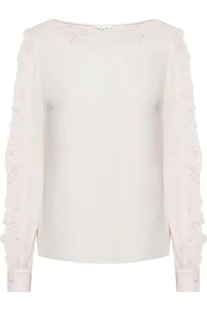 Oscar de la Renta Bluse med guipure-blonde