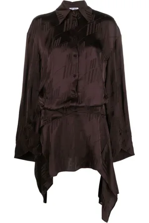 The Attico Asymmetrisk Mischa skjortekjole i jacquard med logo