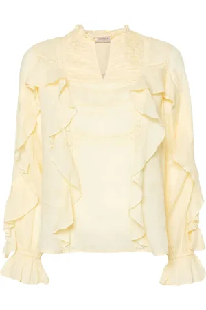 Twin-Set Flæset bluse med blondedetalje