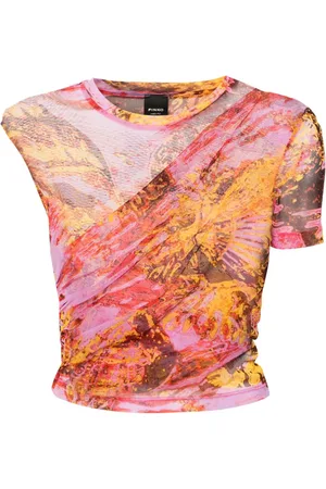 Pinko Asymmetrisk bluse med abstrakt tryk