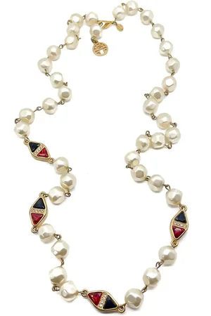 JENNIFER GIBSON JEWELLERY Pre-owned Louis Féraud halskæde med imiteret perle-vedhæng fra 1980