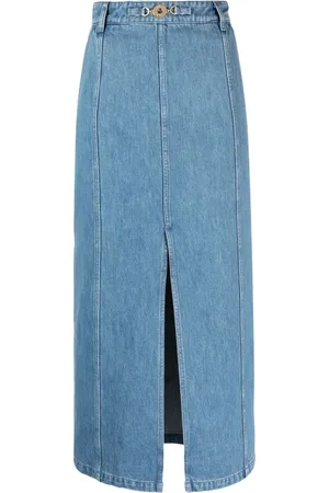 Patou Mellemlang nederdel i økologisk denim med slidsdetalje