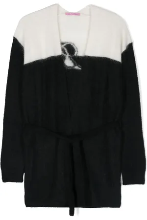 MISS BLUMARINE Intarsia-cardigan med logo