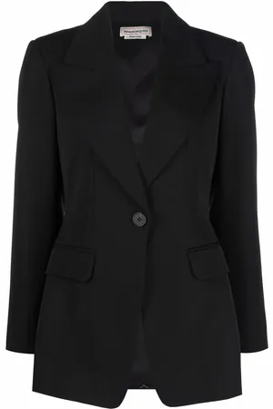 Alexander McQueen Enkeltradet blazer med bindedetalje bagpå