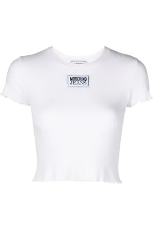 Moschino Cropped T-shirt med logo-applikation