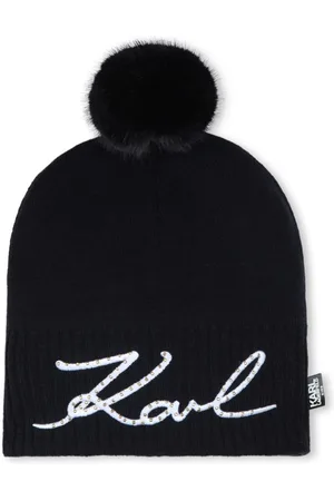 Karl Lagerfeld Hue med paillet-logo og pompon
