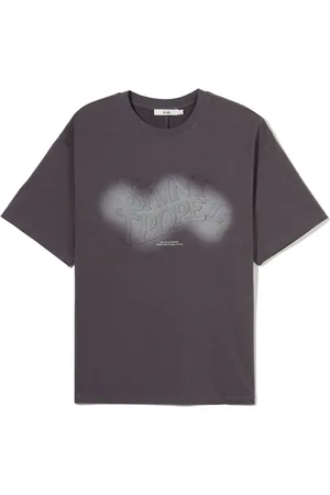 B+AB T-shirt med præget tekst og udskæringsdetalje