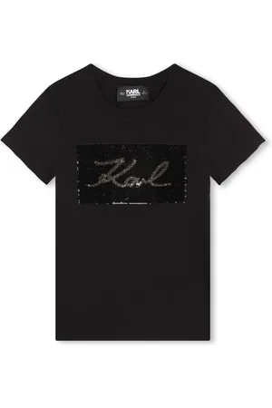 Karl Lagerfeld T-shirt med paillet-udsmykning og rund hals