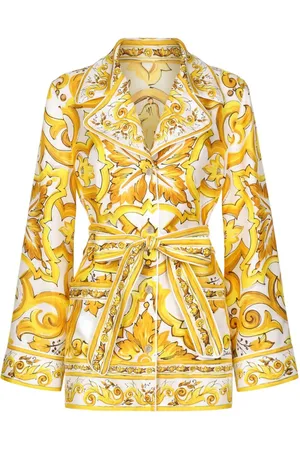 Dolce & Gabbana Skjorte med Majolica-tryk og bælte