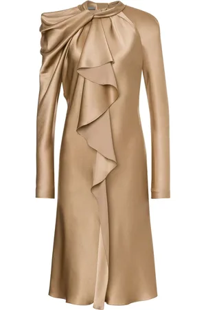 Alberta Ferretti Draperet midi-kjole i satin