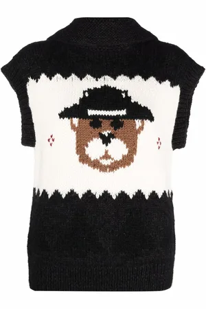 Dsquared2 ærmeløs cardigan i intarsiastrik