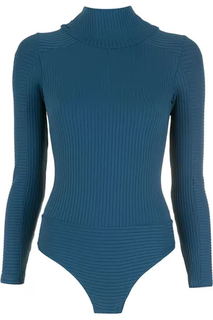 AMIR SLAMA Ribbet bodysuit med rullekrave