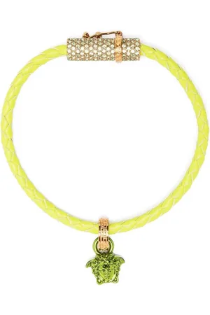 VERSACE Krystalbesat armbånd i læder