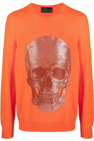 Philipp Plein Sweater med rund hals og dødningehovedtryk